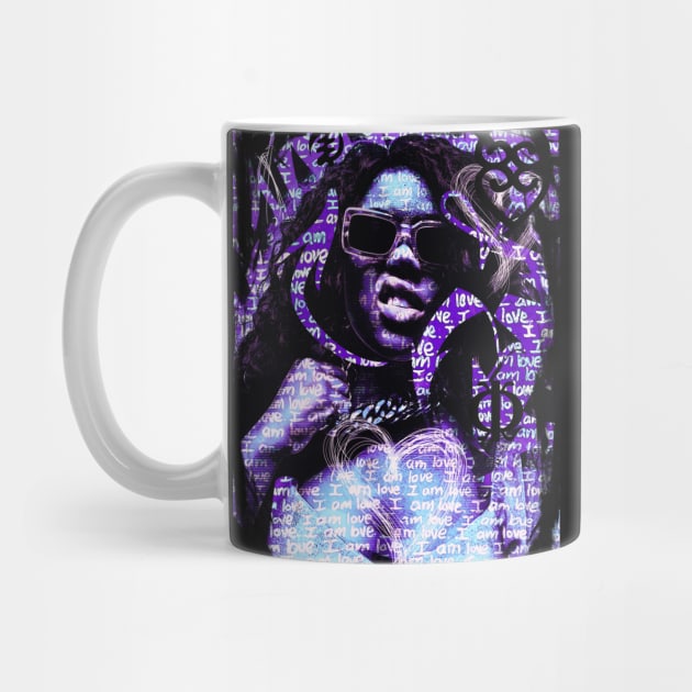 I AM Love Strong Black Woman Neo Pop Graffiti style Purple by Glass Table Designs